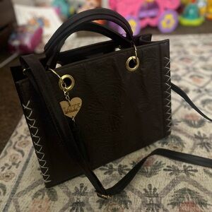 Elegant Black Embossed Handbag